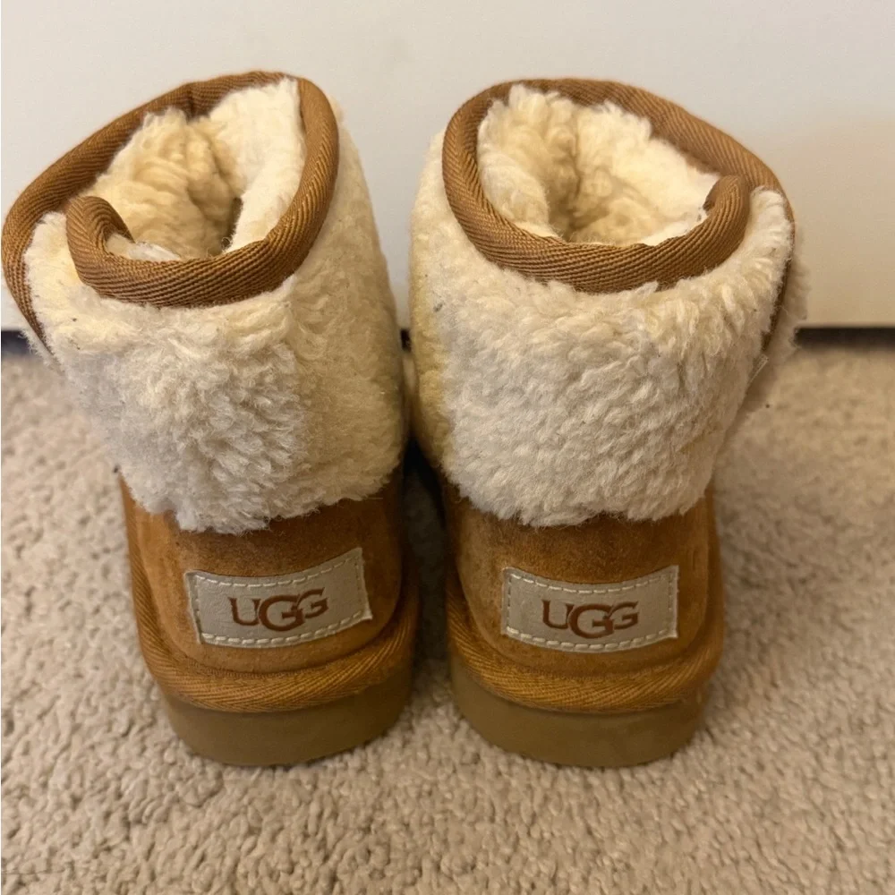 UGG Chestnut Suede Short Boot with Cream Shearling Cuff